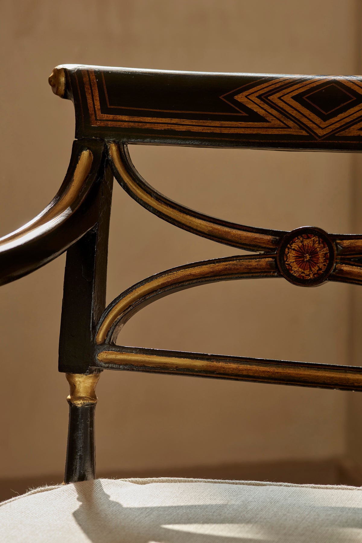 Regency armchair, black lacquered, around 1900