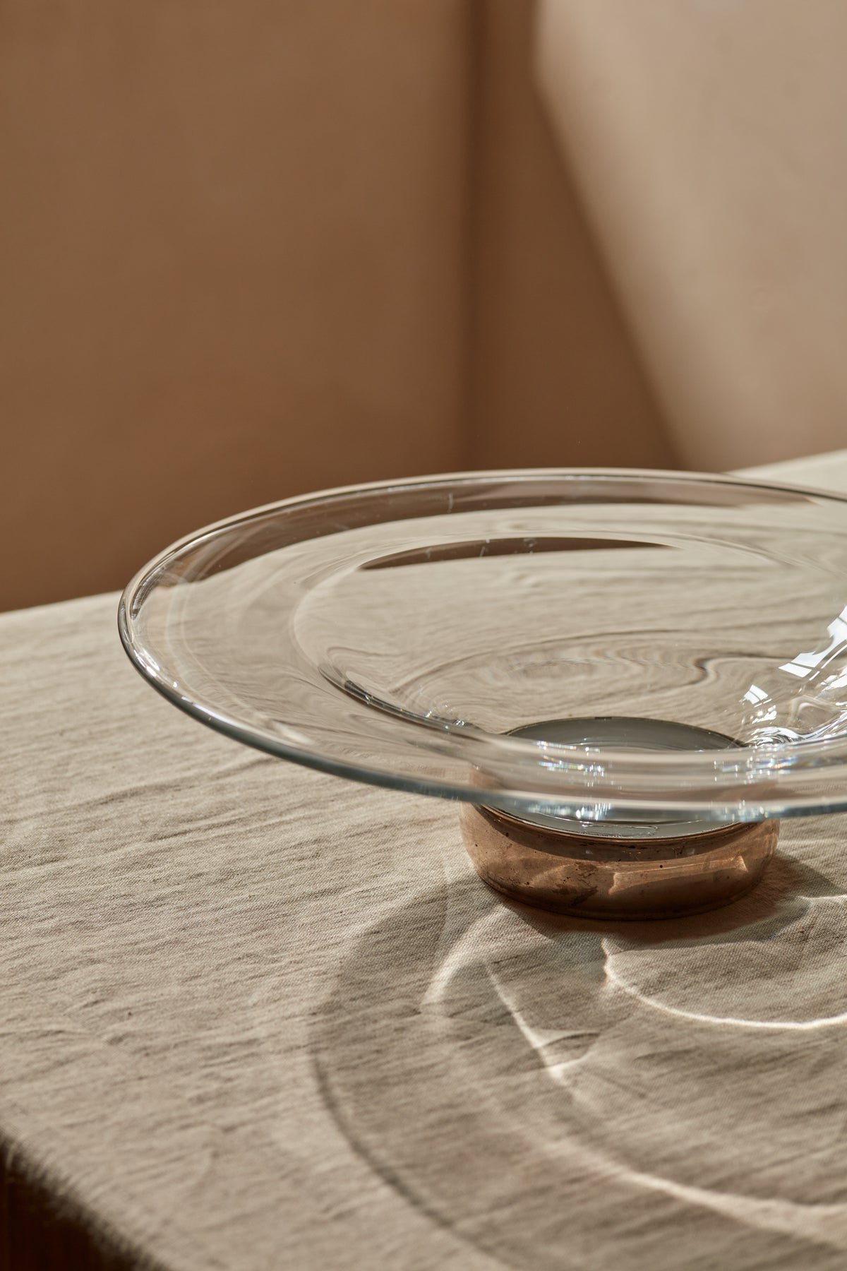 Large Glass Dish with Silver Footrim