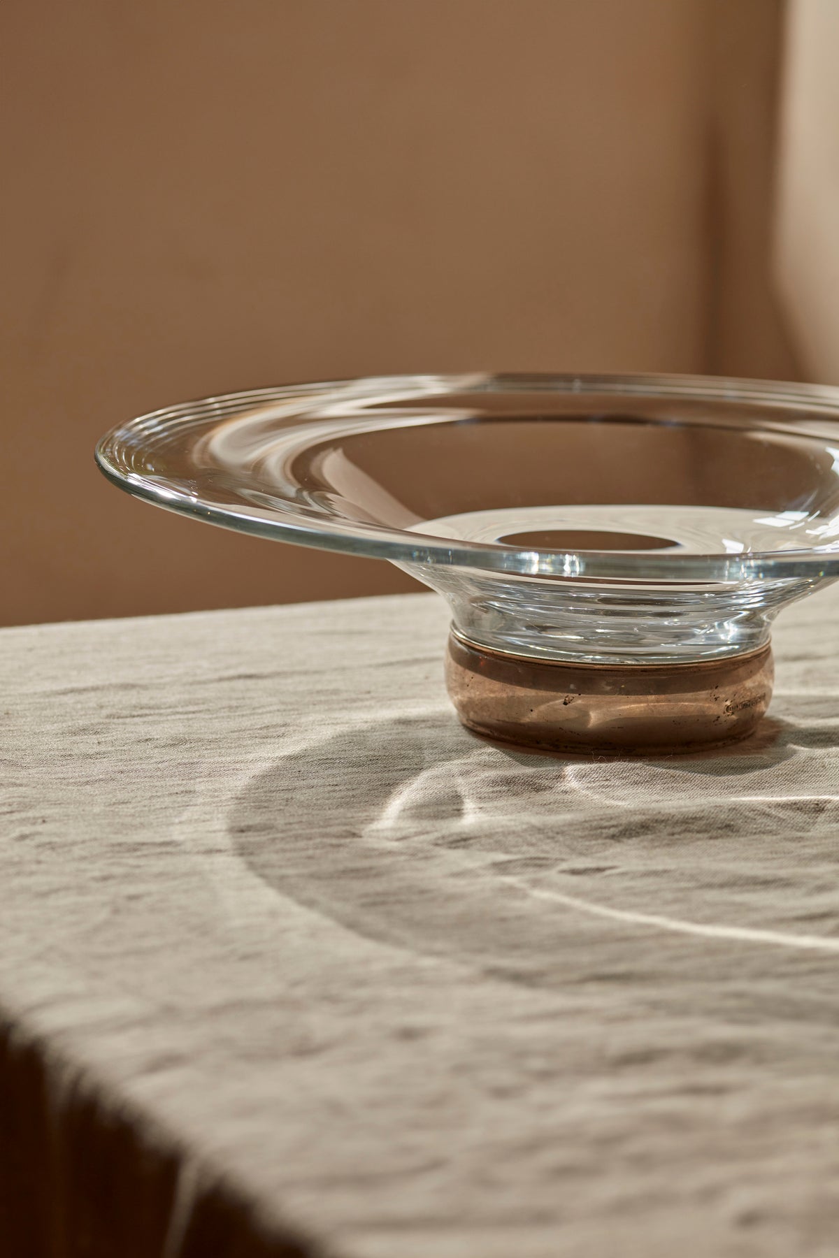 Large Glass Dish with Silver Footrim
