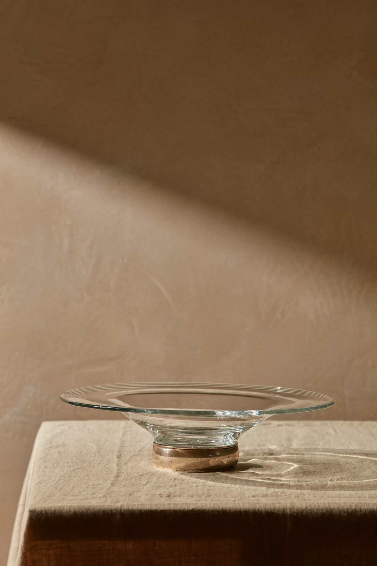 Large Glass Dish with Silver Footrim