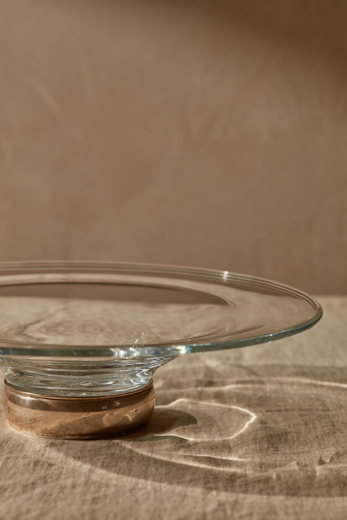 Large Glass Dish with Silver Footrim