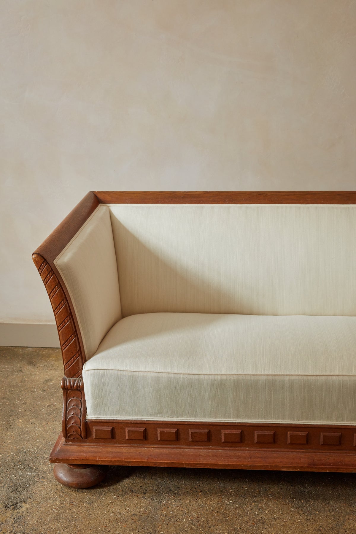 Mid 20th Century Timber Framed Splay Arm Sofa