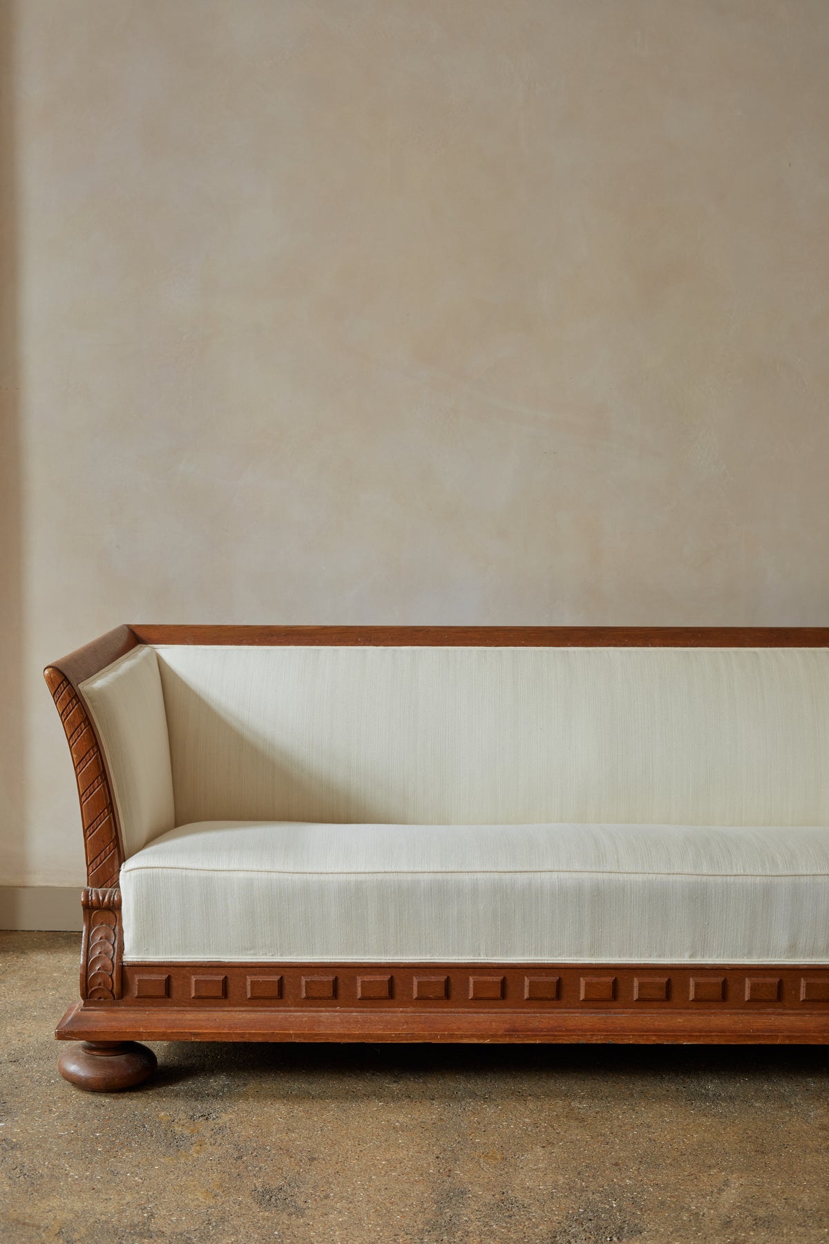 Mid 20th Century Timber Framed Splay Arm Sofa