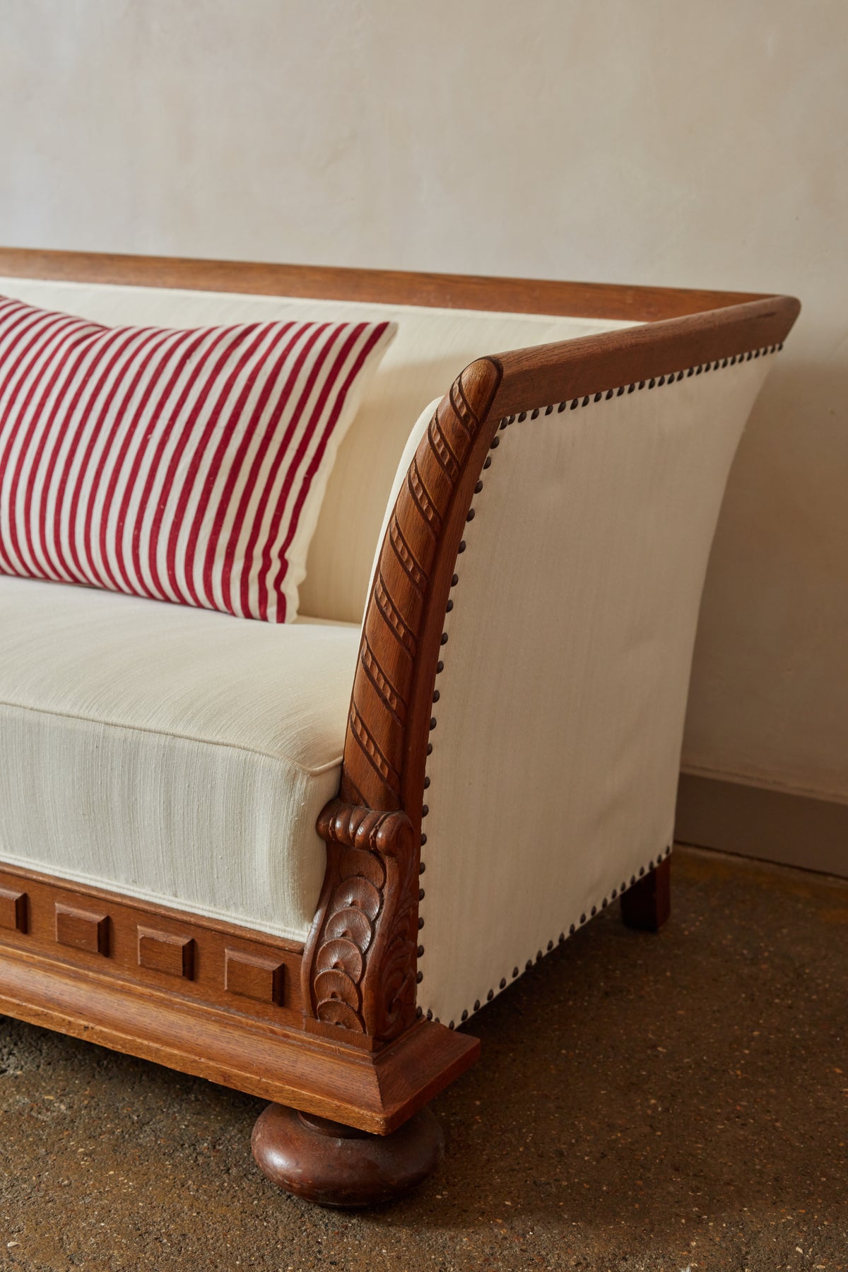 Mid 20th Century Timber Framed Splay Arm Sofa