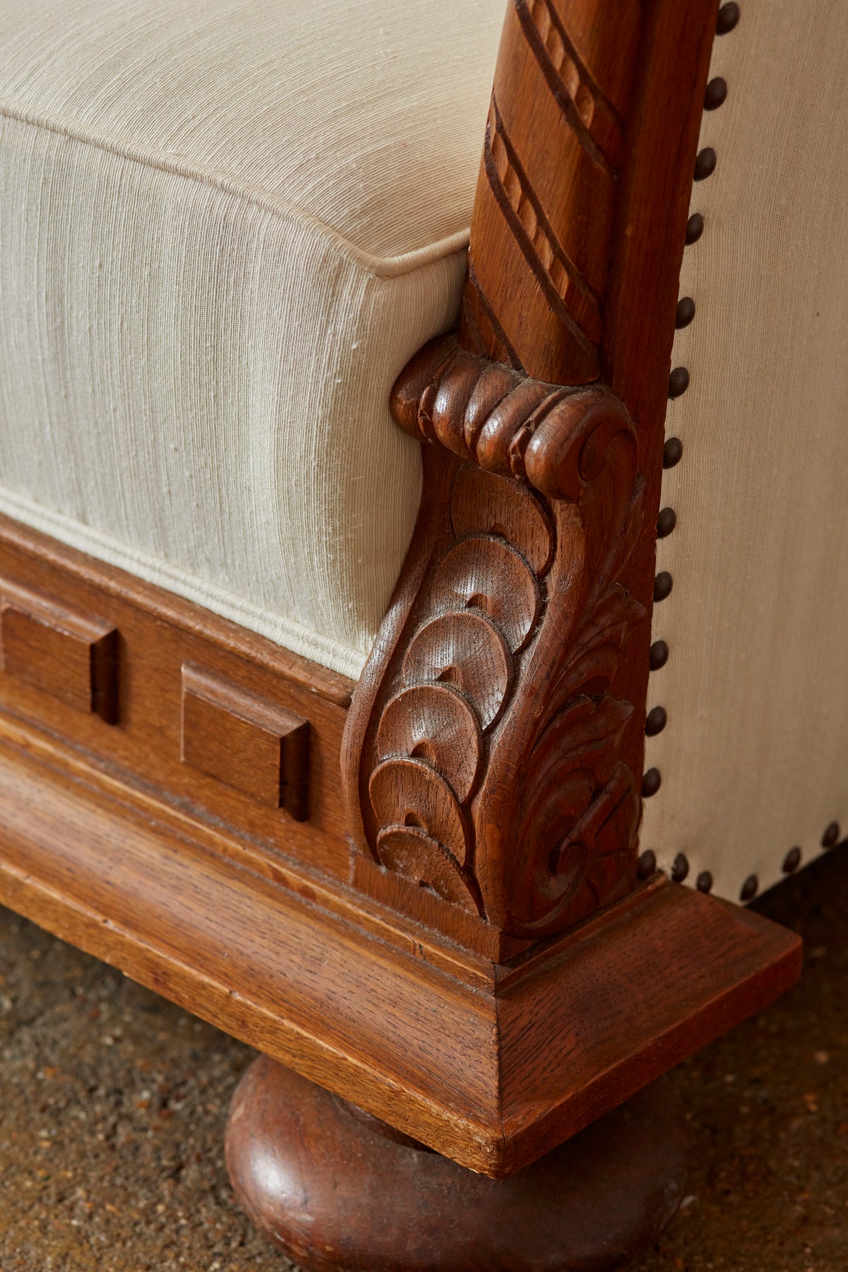 Mid 20th Century Timber Framed Splay Arm Sofa