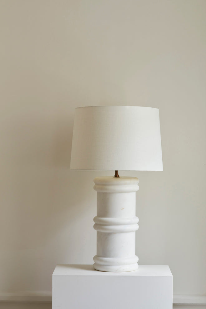 Large Ribbed Marble Lamps
