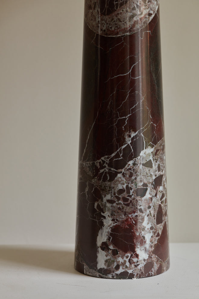 Large, Conical Table Lamp in Rosso Lepanto Marble