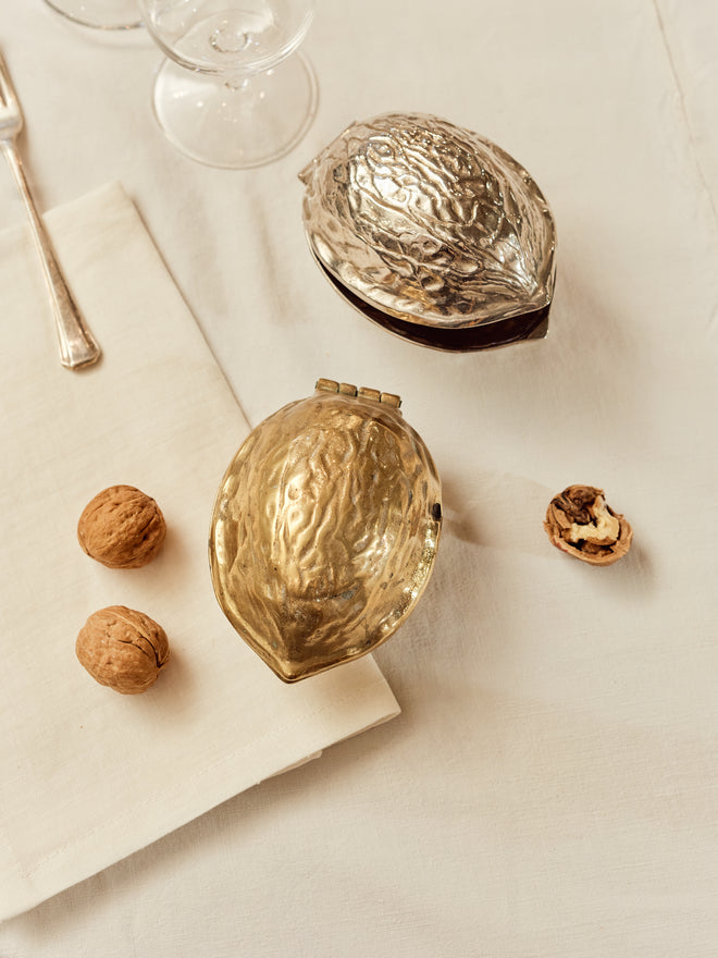 A Walnut Shaped Nut Cracker in Brass