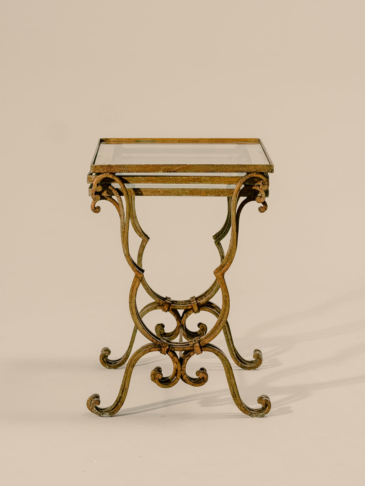 Set of Three French Nesting Tables with Mirrored Tops