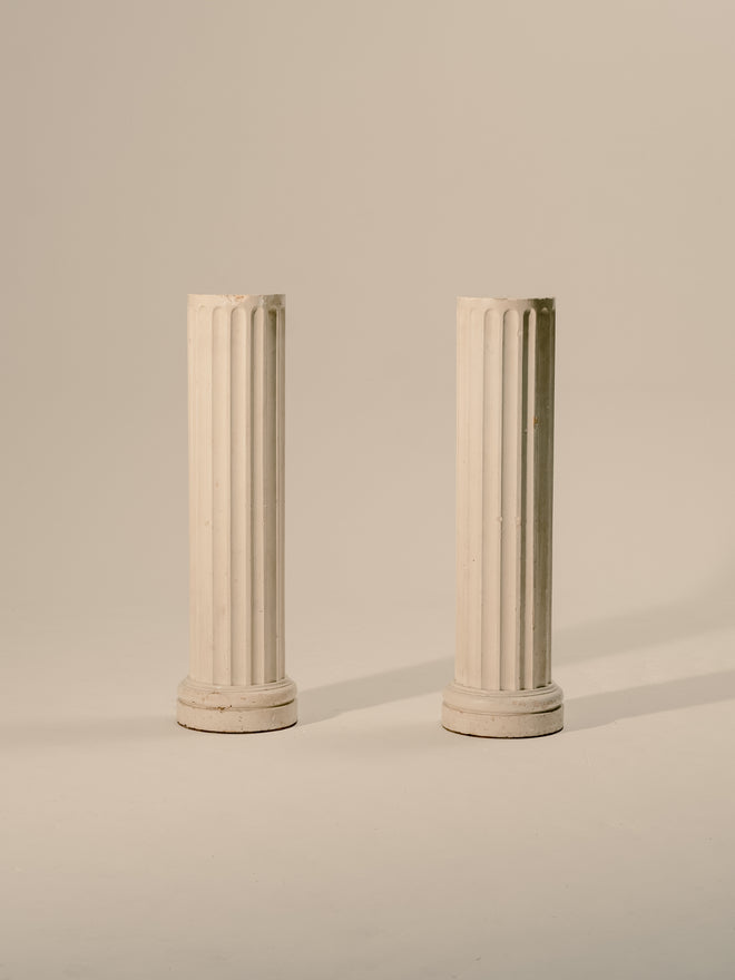 Pair of Fluted Plaster & Timber Plinths