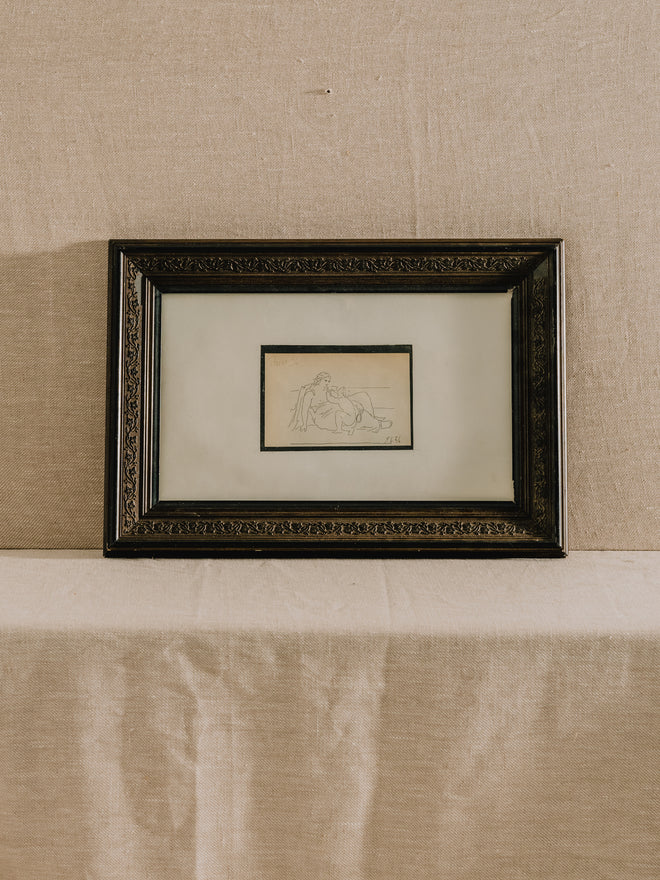 Small Etching in Decorative Wooden Frame