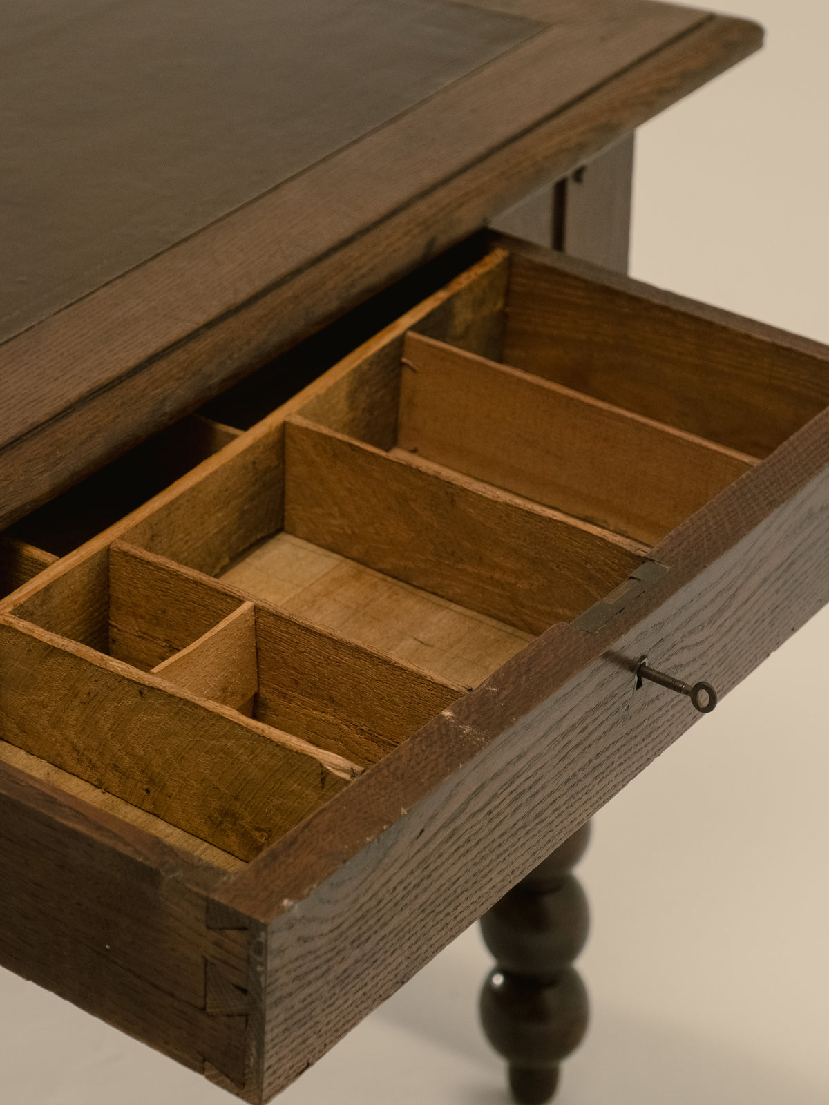 An Oak Louis XIII Bobbin Legged Desk