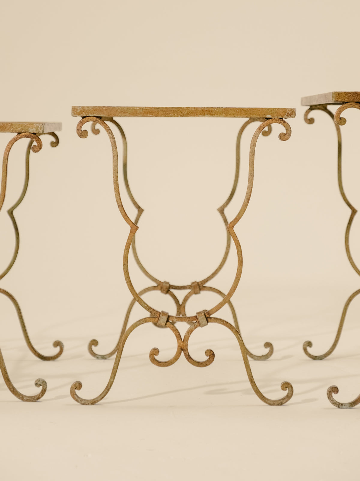 Set of Three French Nesting Tables with Mirrored Tops