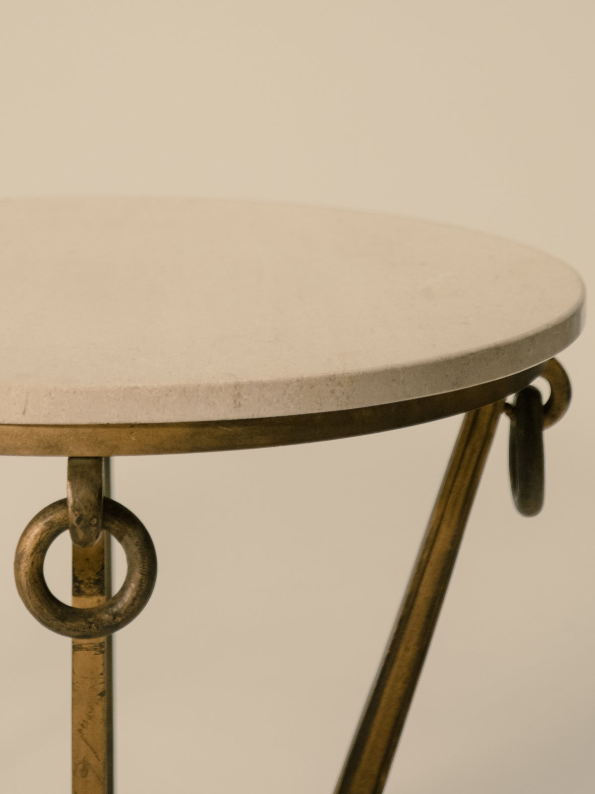 Pair of Bronze Based Travertine Side Tables