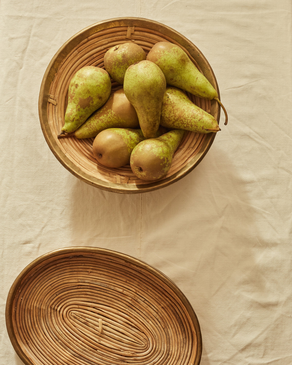 A Large Mid Century Bamboo Bowl in the Manner of Gabriella Crespi
