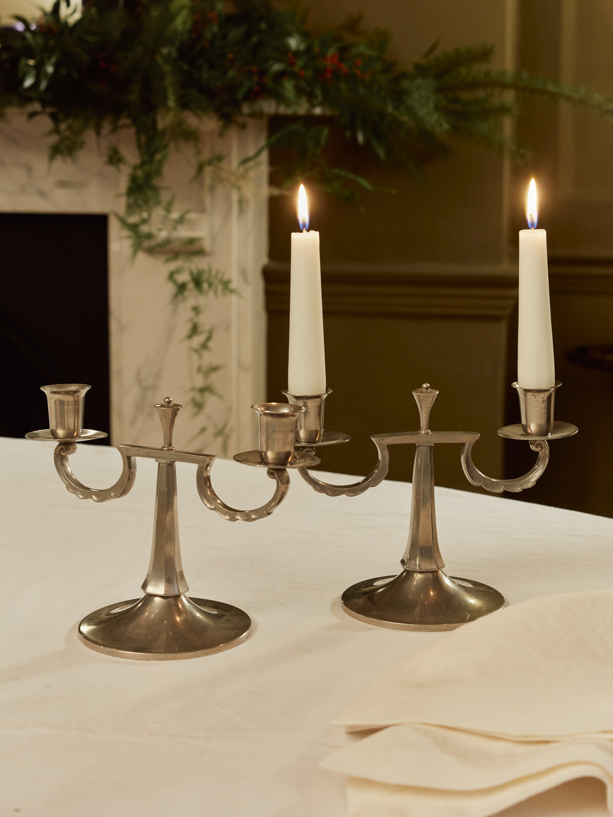 A Pair of Pewter Candlesticks for Svenskt Tenn