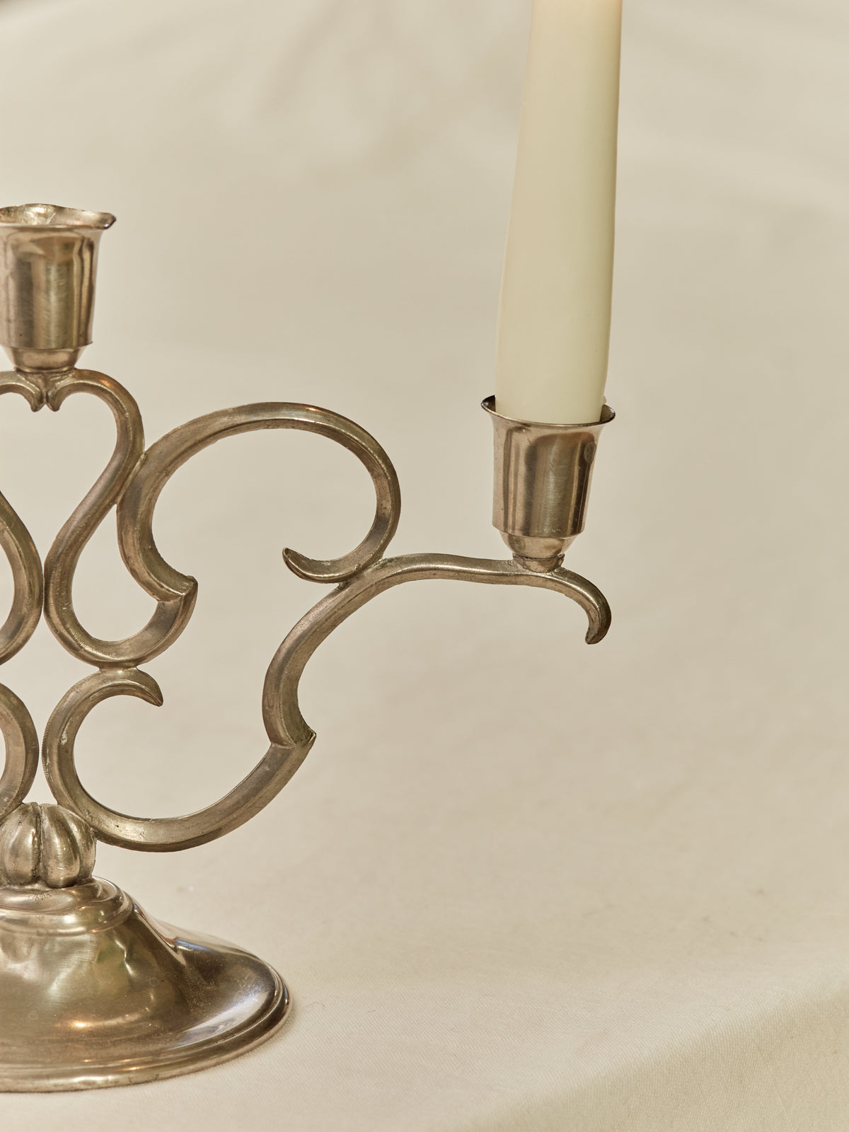 A Pair of Elegant, Double Armed Candlesticks for Svenskt Tenn