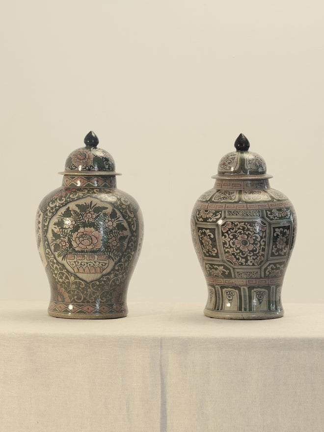 Pair of Floral Ceramic Vases