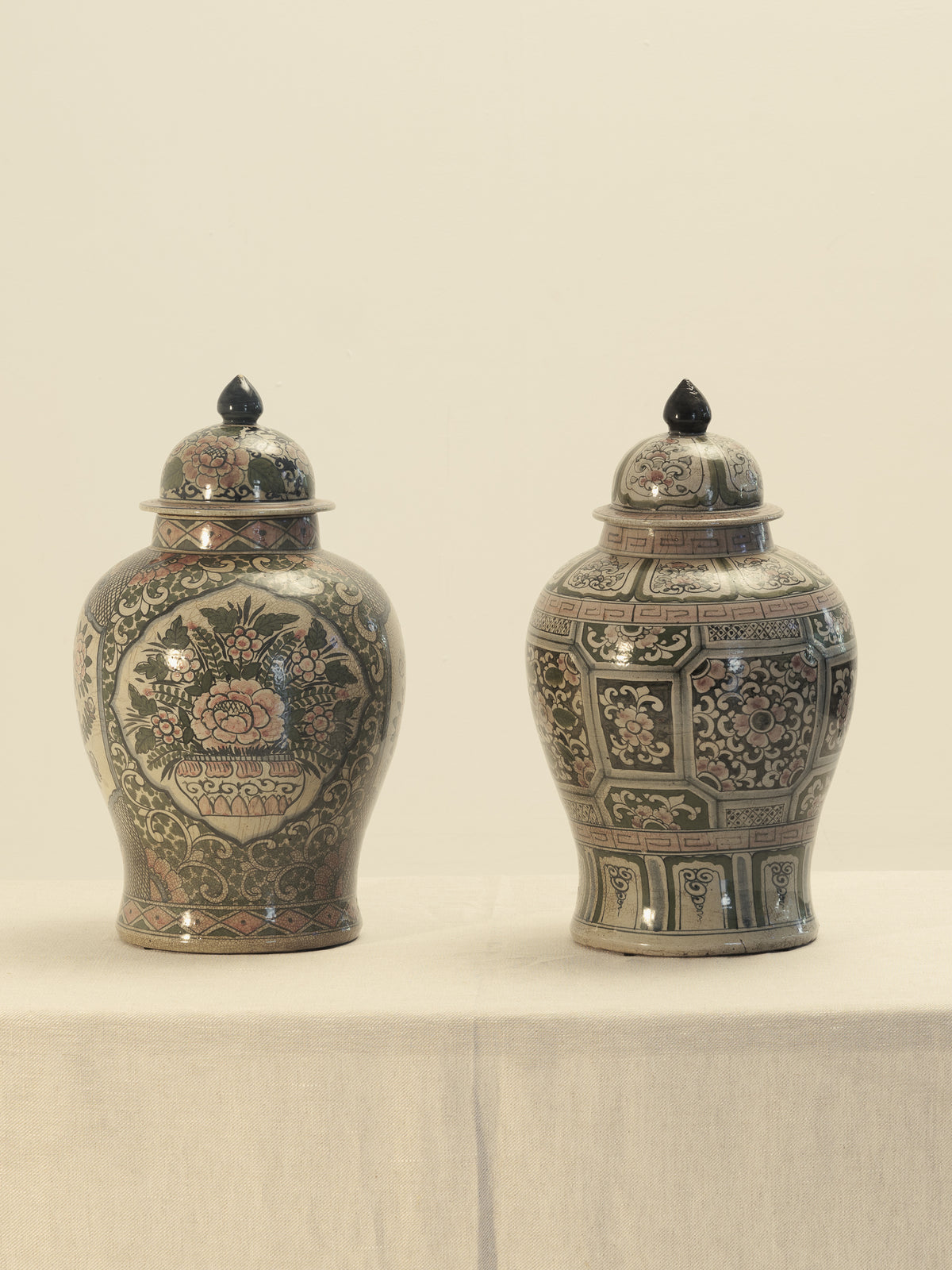 Pair of Floral Ceramic Vases