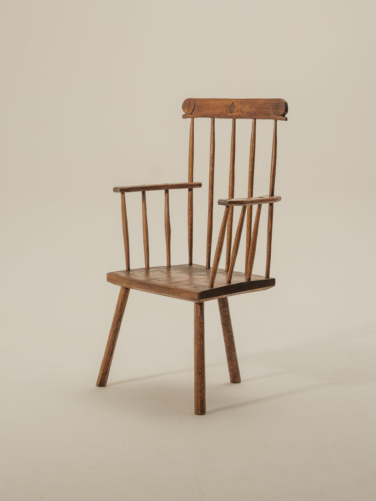 Primitive Three Legged Elm Chair