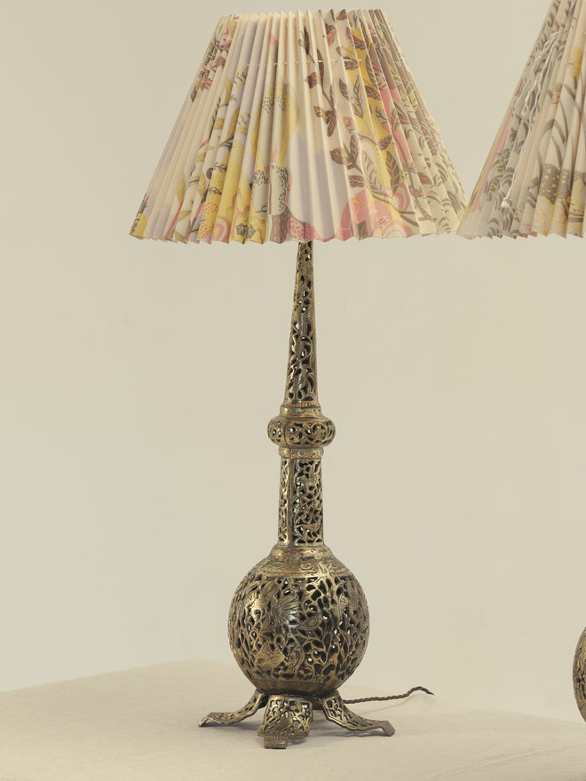 A Pair of Ornate Brass Gourd Lamp Bases