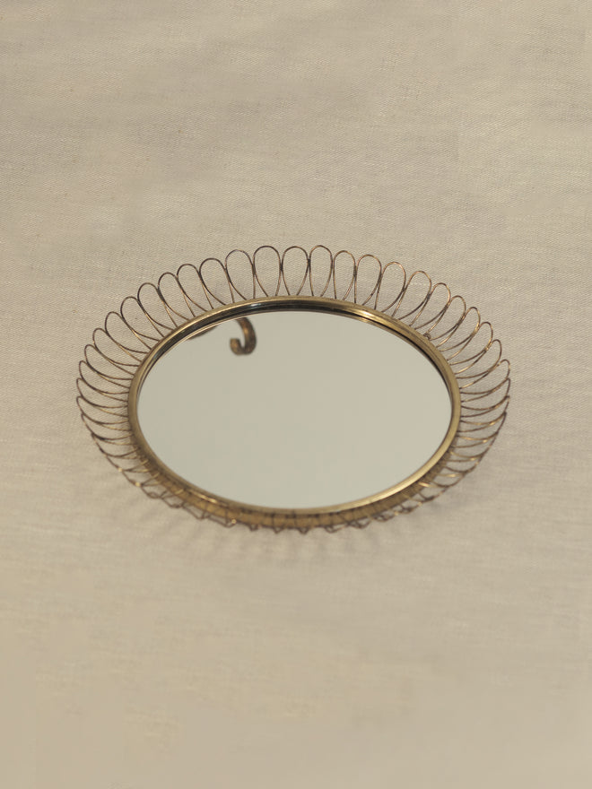 Small Brass Mirror With Squiggle Motif