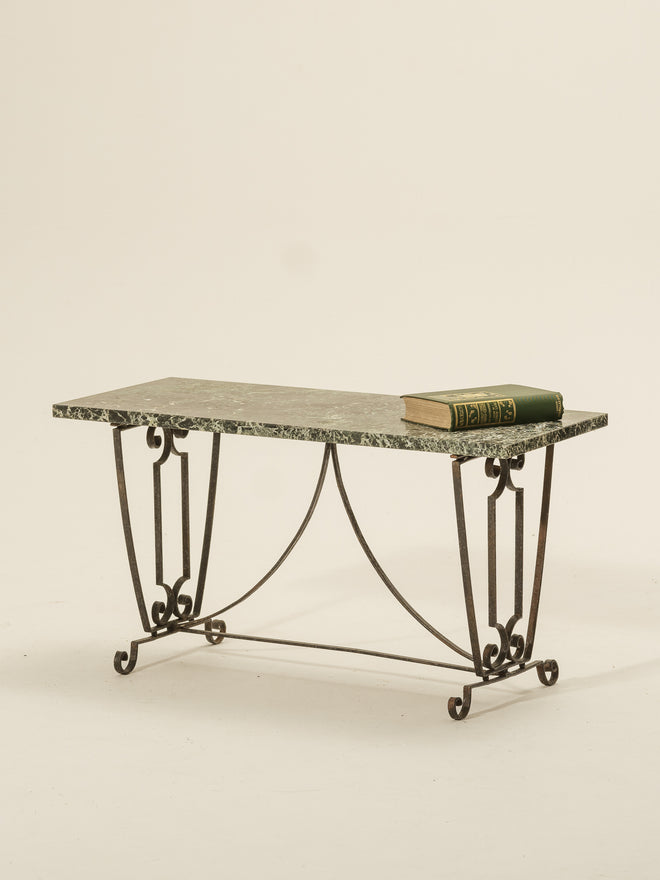 Decorative Ironwork Table with Marble Top