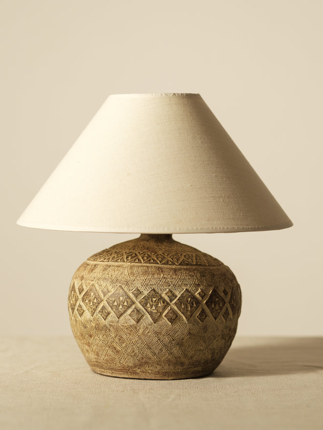 Ceramic Lamp with Diamond Frieze