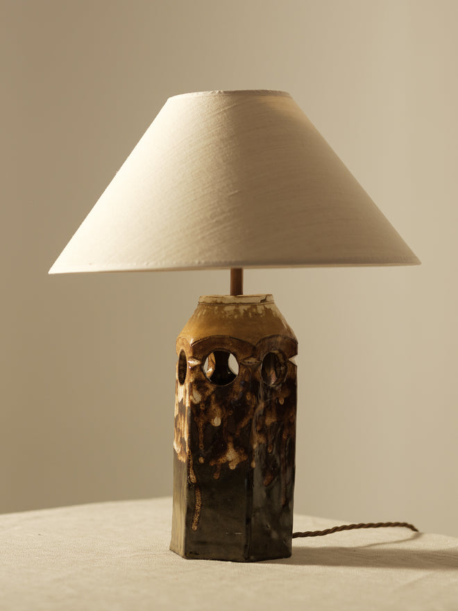 Hexagonal 1970's glazed lamp