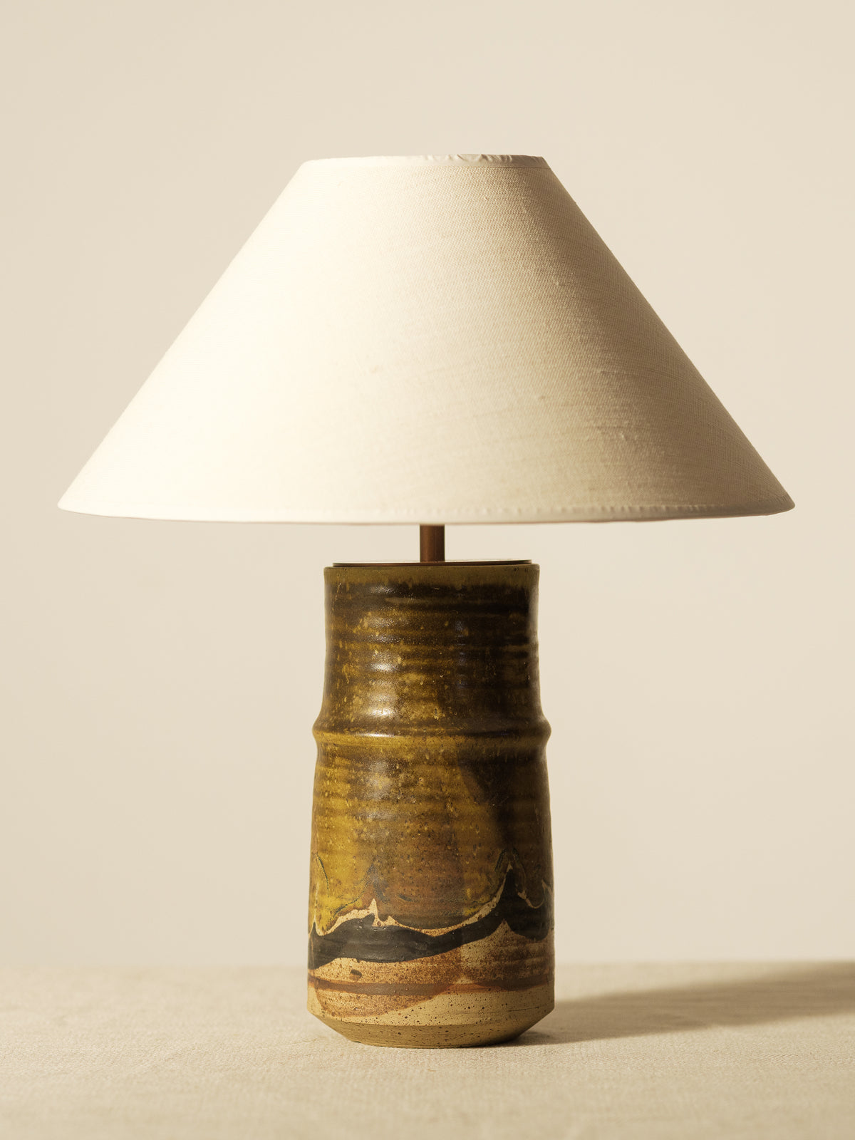 Cylindrical Moss Coloured Lamp Base