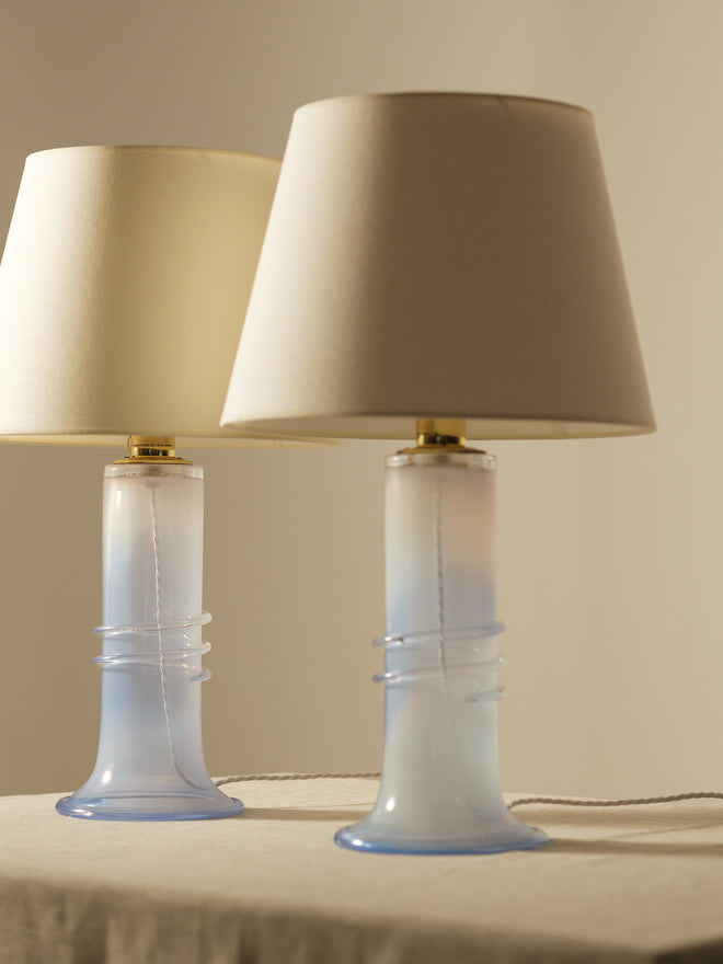 Pair of Blue Glass Lamps by Hannelore Dreutler