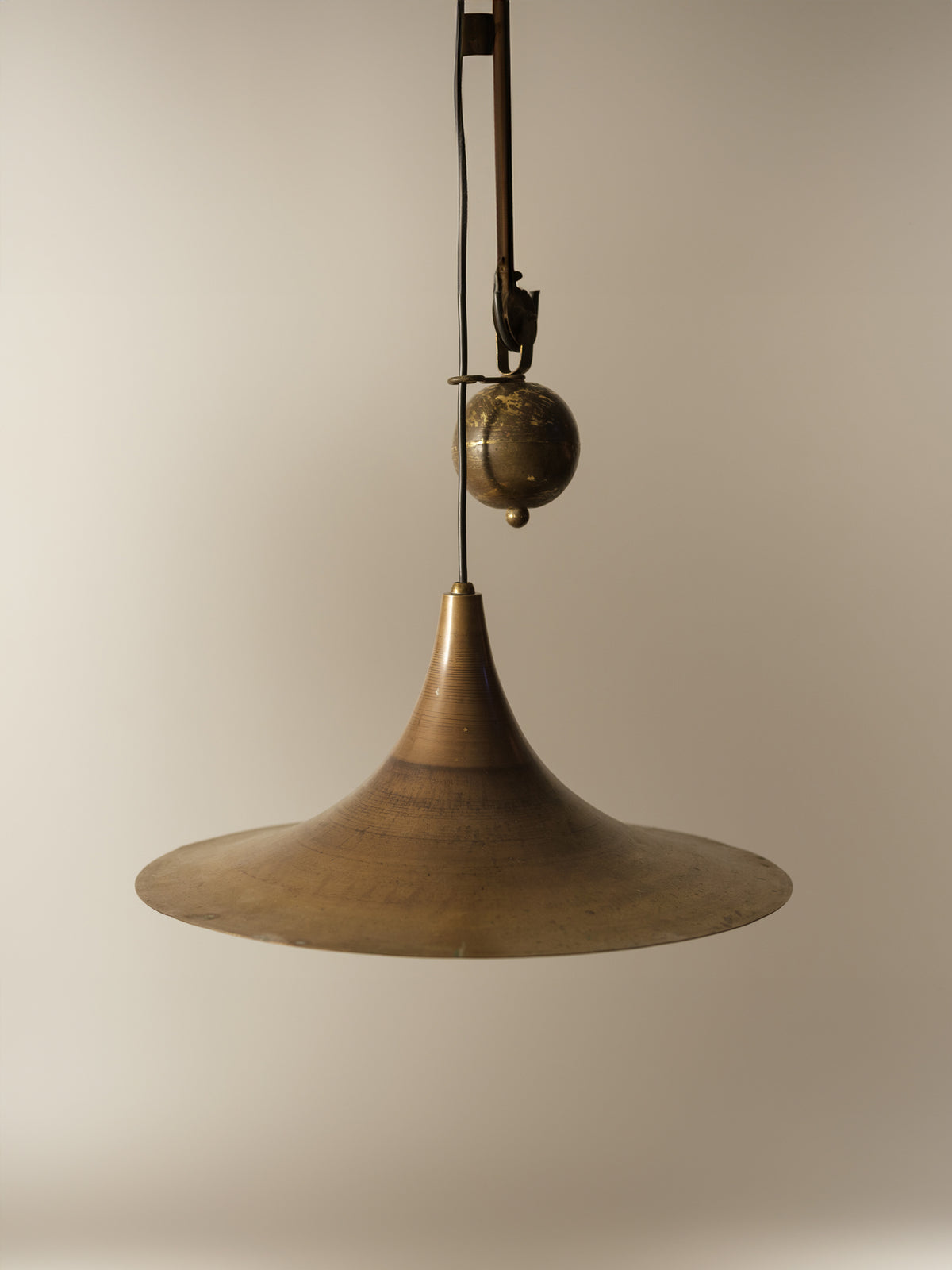 Mid-Century Italian Brass Rise & Fall Pendant