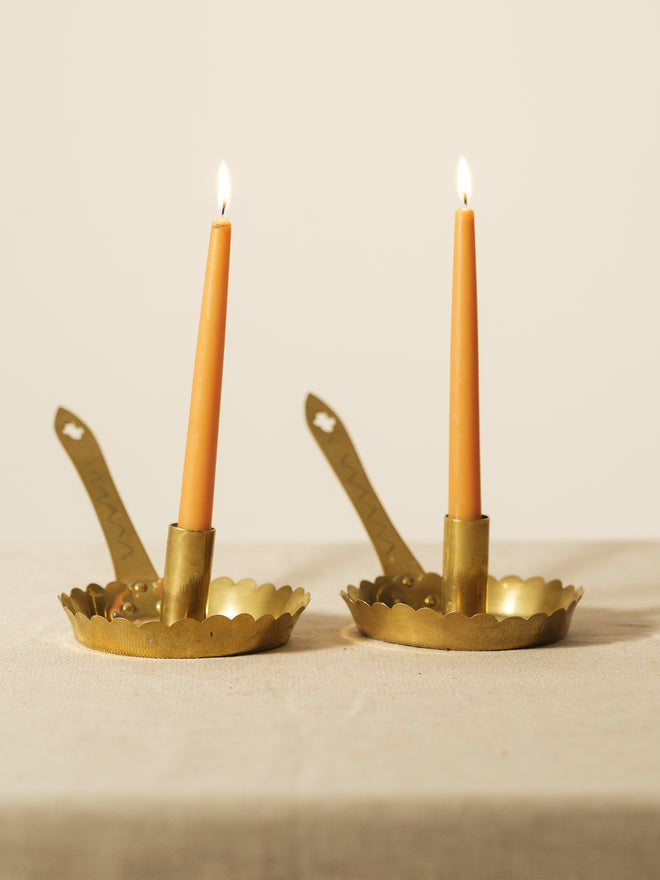 Pair of Brass Scallopped Candlestick