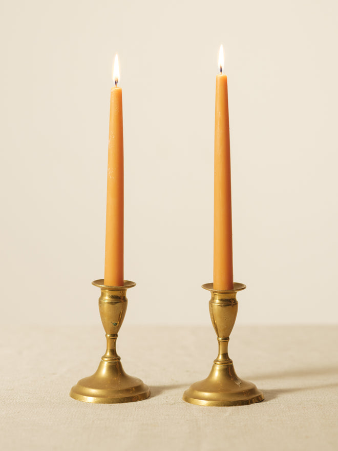 Pair of Turned Brass Candlesticks