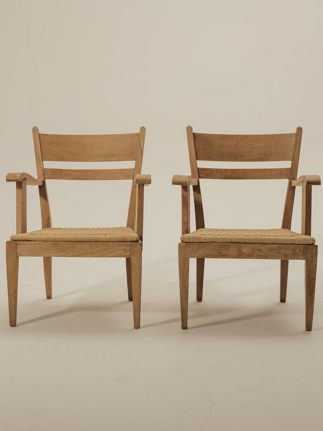 Mid-Century French Chairs with Papercord Seats