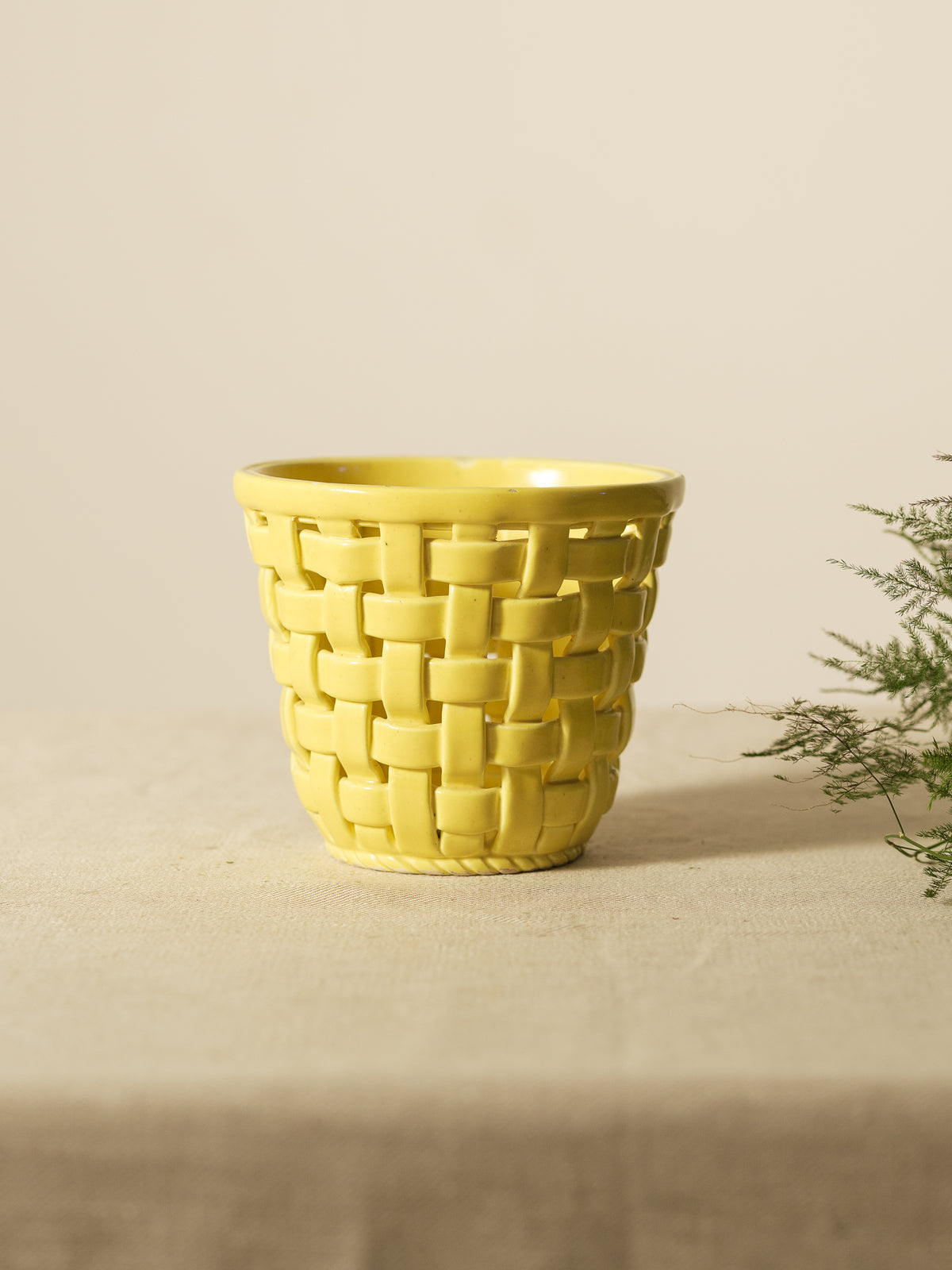 basket weave planter pot Vintage Basket Weave Ceramic Plant Pot