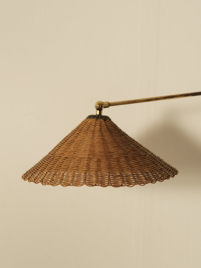 Articulated Wall Light with Rattan Shade