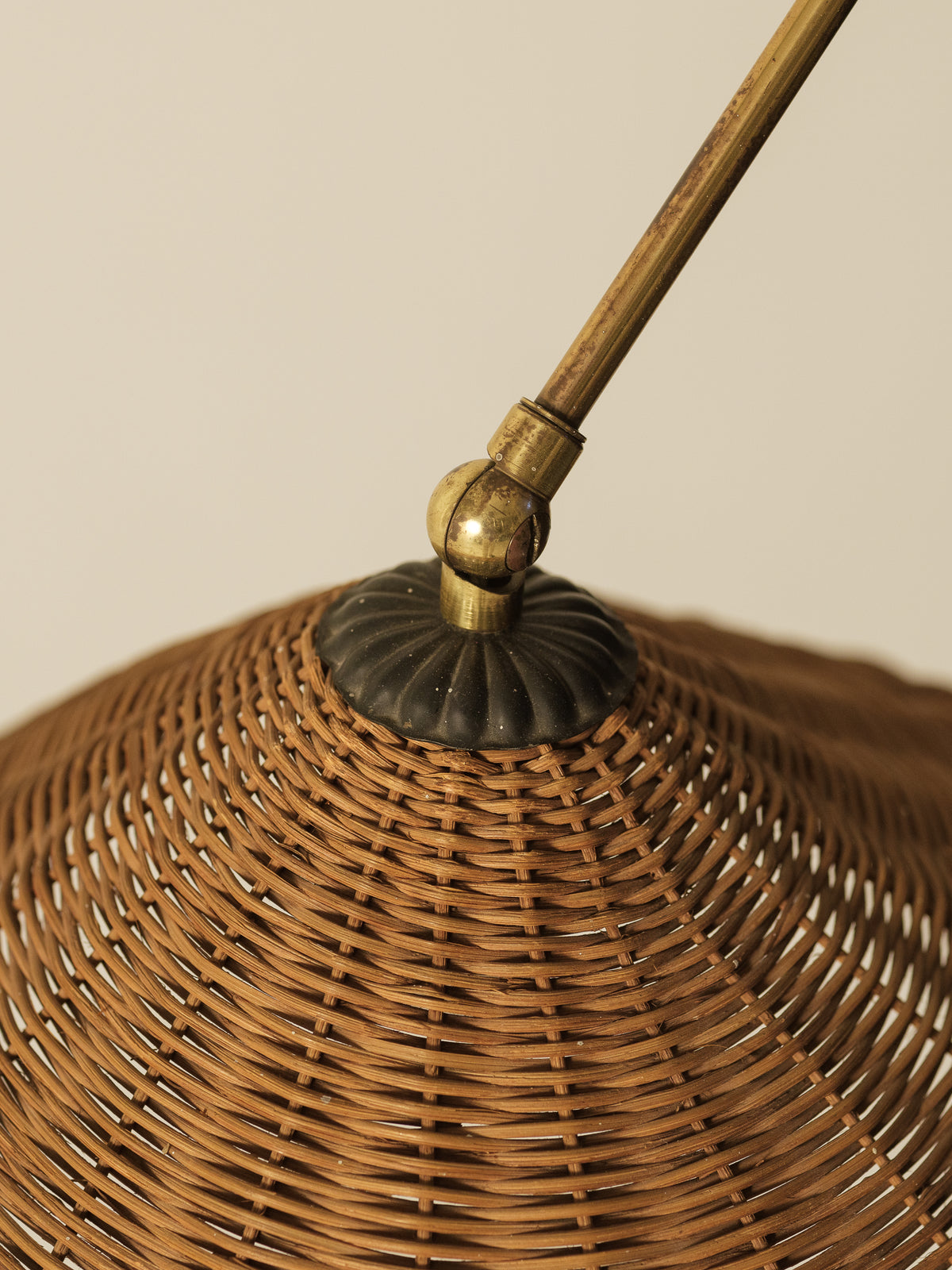 Articulated Wall Light with Rattan Shade