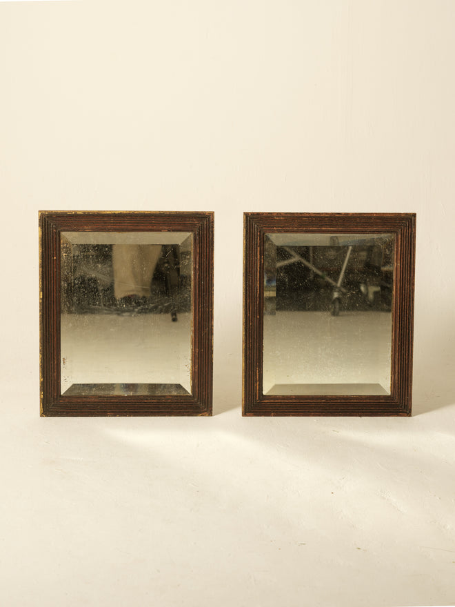Pair of Bevelled Mirrors in Reeded Frames