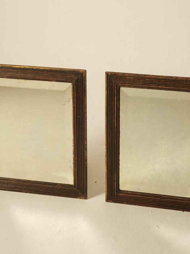 Pair of Bevelled Mirrors in Reeded Frames