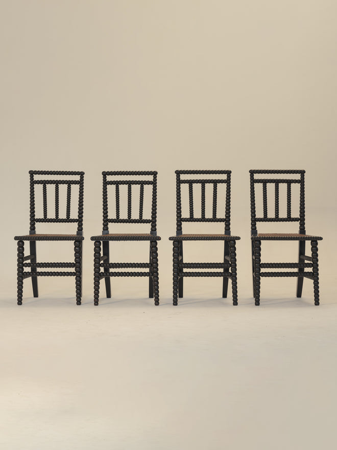 Set of Eight Ebonised Bobbin Chairs