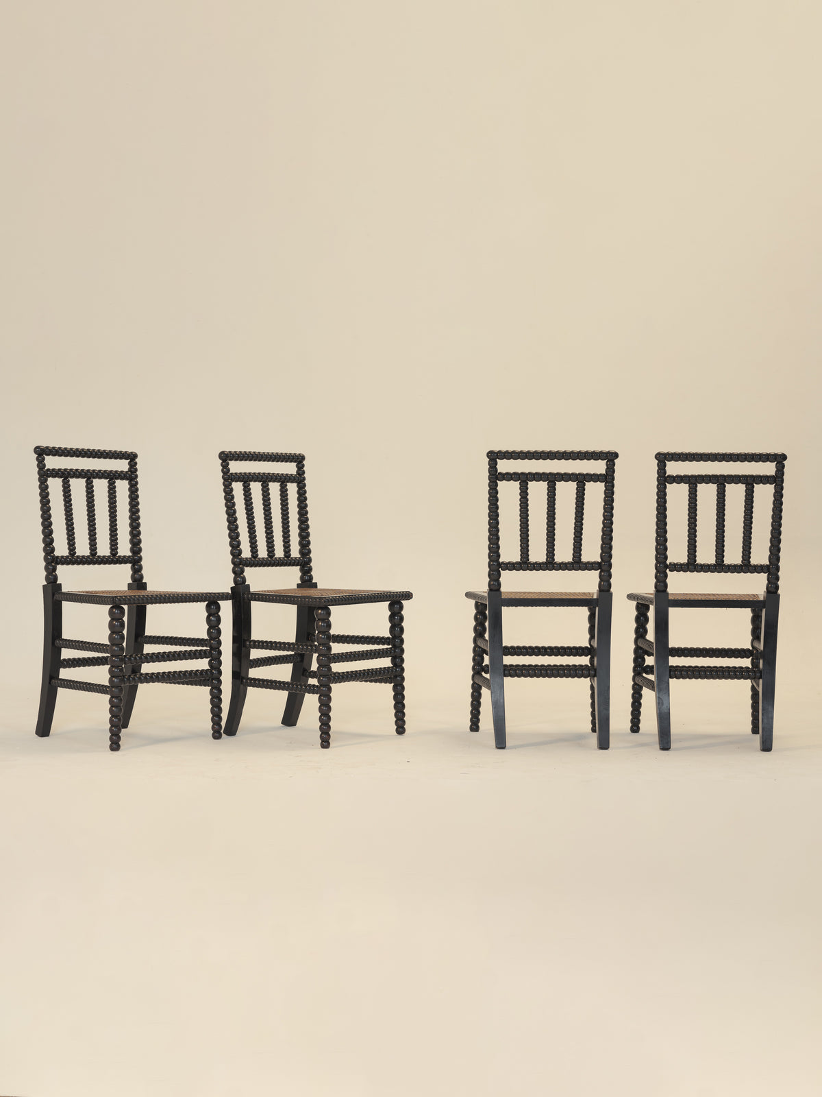 Set of Eight Ebonised Bobbin Chairs