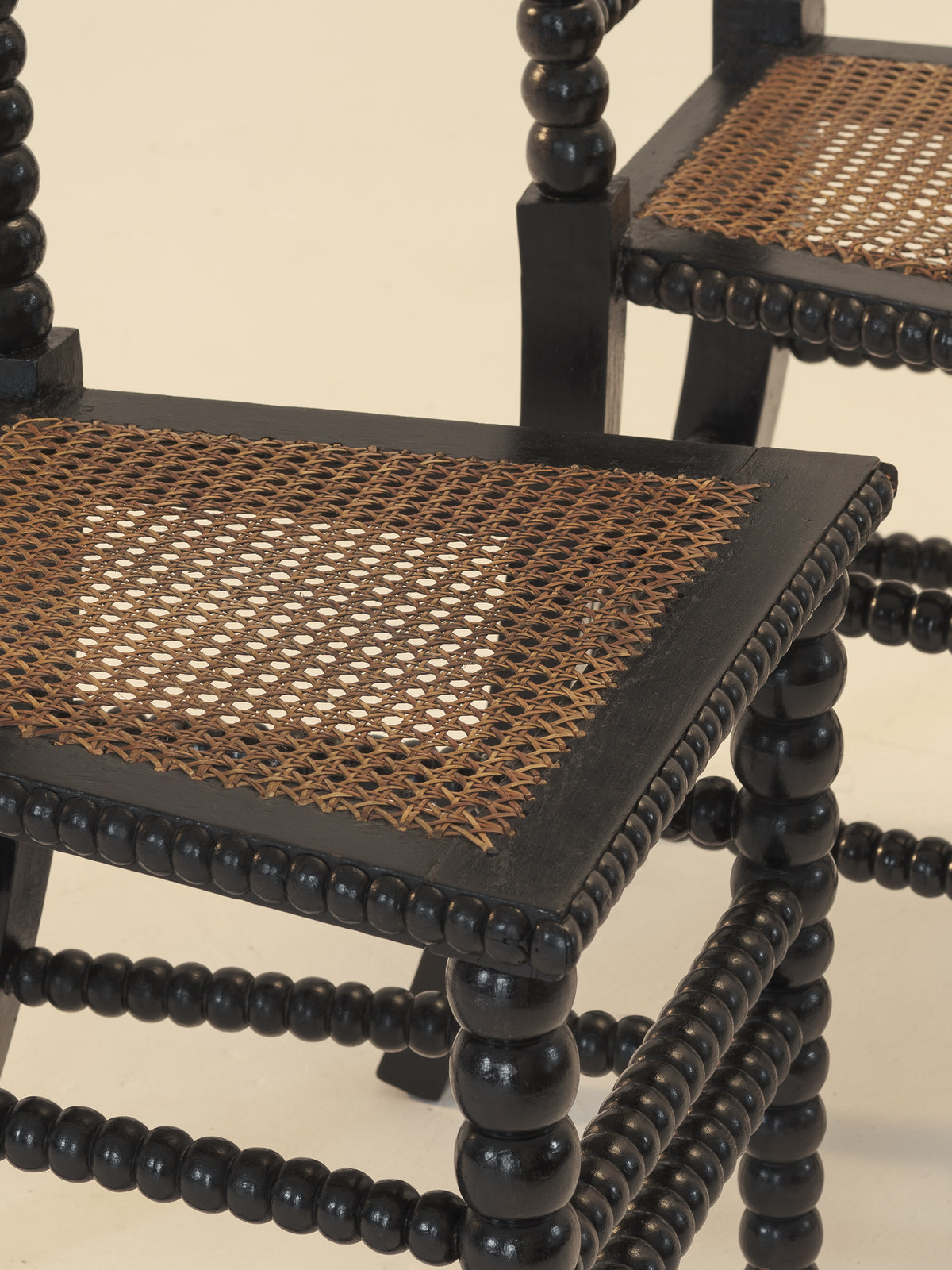 Set of Eight Ebonised Bobbin Chairs