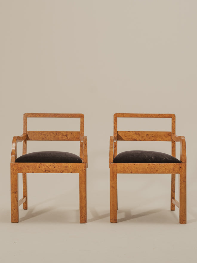 Pair of art deco maple chairs