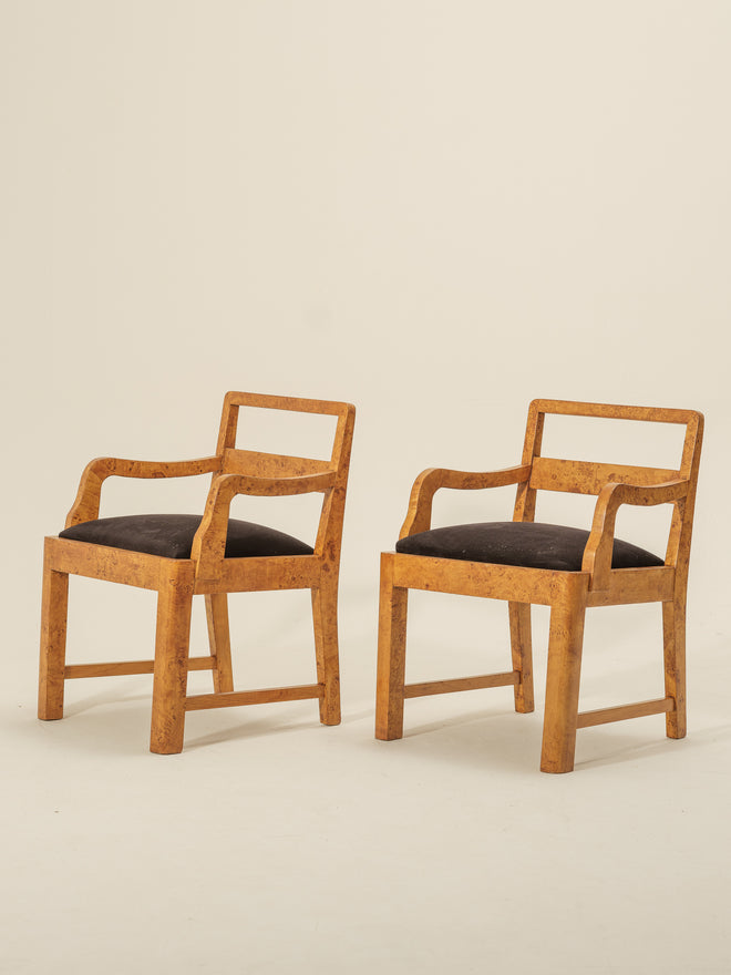 Pair of art deco maple chairs