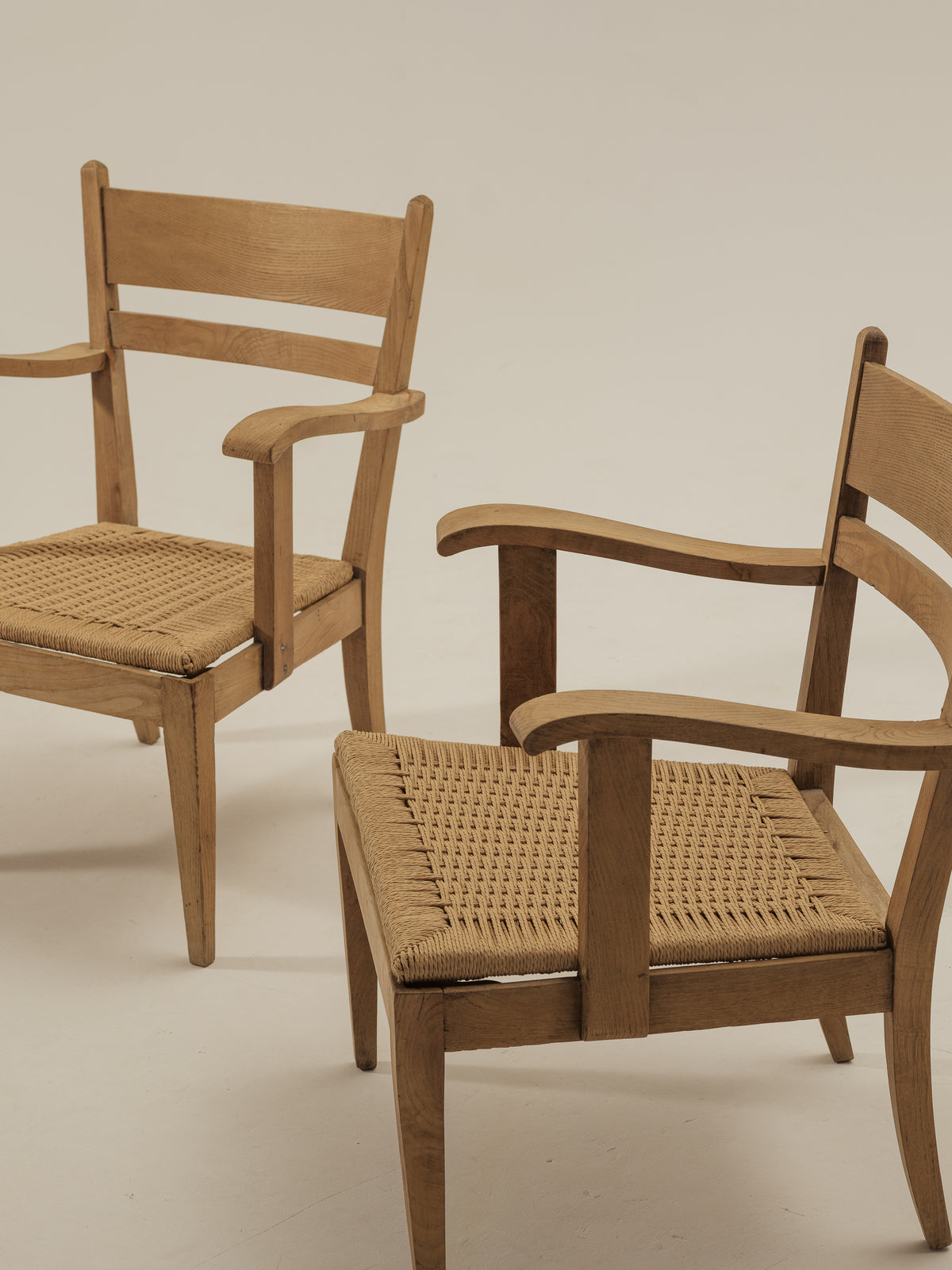 Mid-Century French Chairs with Papercord Seats