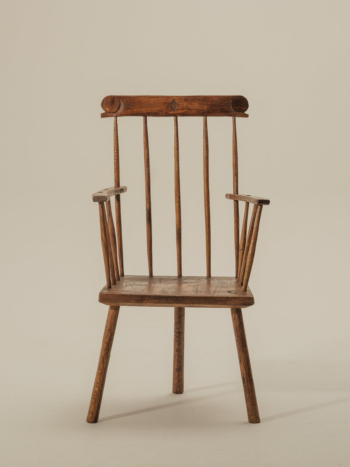 Primitive Three Legged Elm Chair