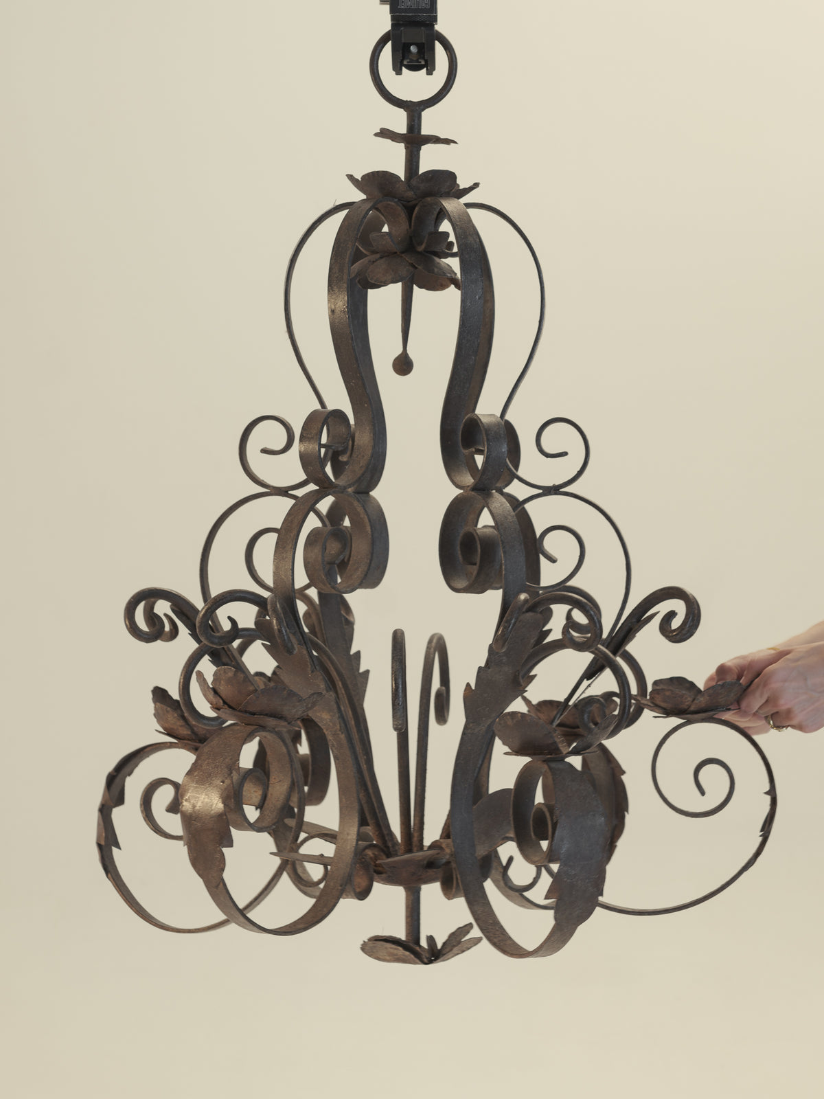 Brutalist French Ironwork Chandelier