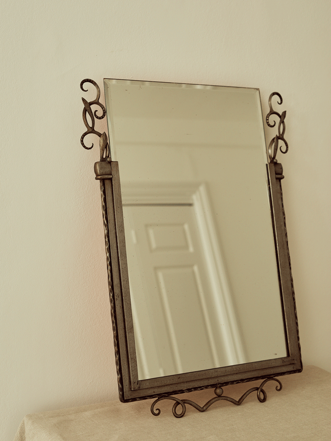 Nickel Art Nouveau Mirror